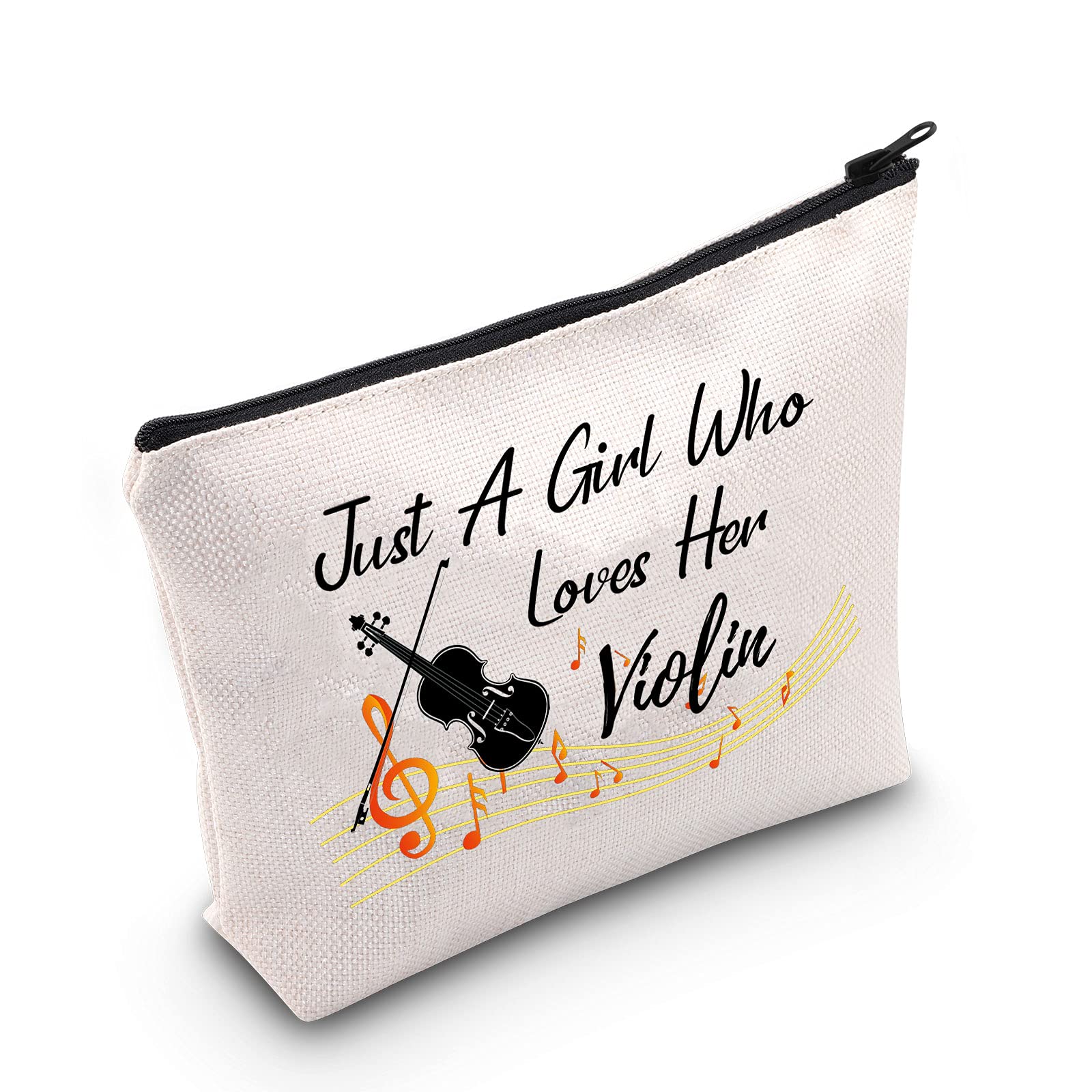 Meikiup Violin Gift Violin Lover Makeup Bag Violinist Gift Violin Performance Cosmetic Bag Who Loves Her Violin Travel Zipper Co